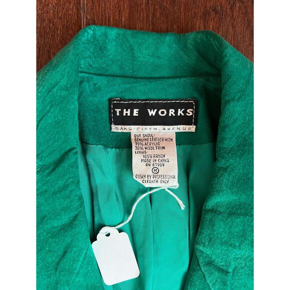 Vintage Green Leather Jacket by The Works from Saks Fifth Avenue - Size M - Picture 5 of 7